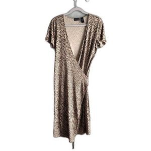 Liz Claiborne Vintage Cheetah Print Wrap Dress Stretch - Size Small